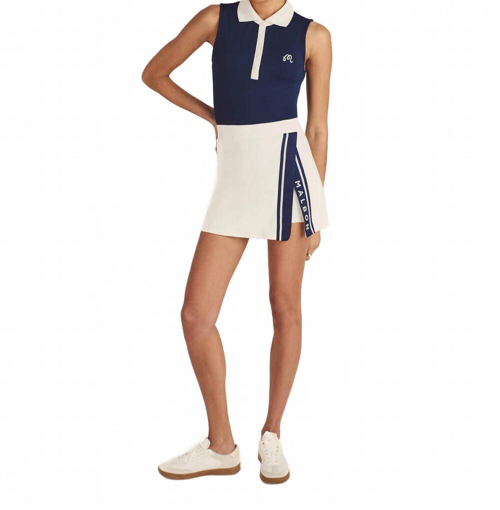 NEW MALBON GOLF claudia sleeveless polo in navy